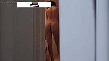 Her voyeur lover covertly films a gorgeous brunette.