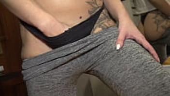Teenage girl flashing her underwear while masturbating