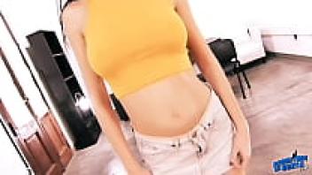 Big Tits Brunette and Perfect Ass Skinny Teen Upskirt with Cameltoe