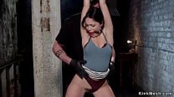 Brunette backbend bondage and gagged