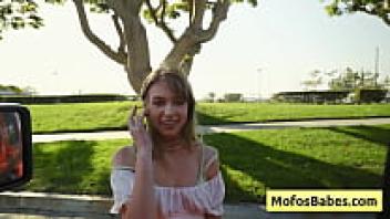 A slender and attractive blonde entices her friend Charles Dera and Leila Cove by flaunting her attractive figure on the beach.