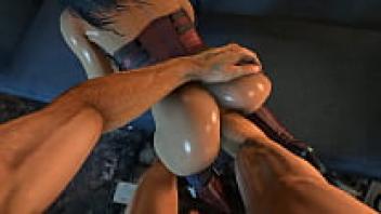 3D pornographic animation of Wonder Woman fisting hard and then being loved by a big cock