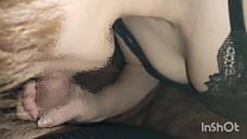 Japanese amateur blowjob, handjob, no-hands blowjob, blowjob, and cleavage.